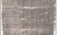 Weaving miniature 20 x 20 cm, own technique, linen, metalized thread, mirror, 2023
