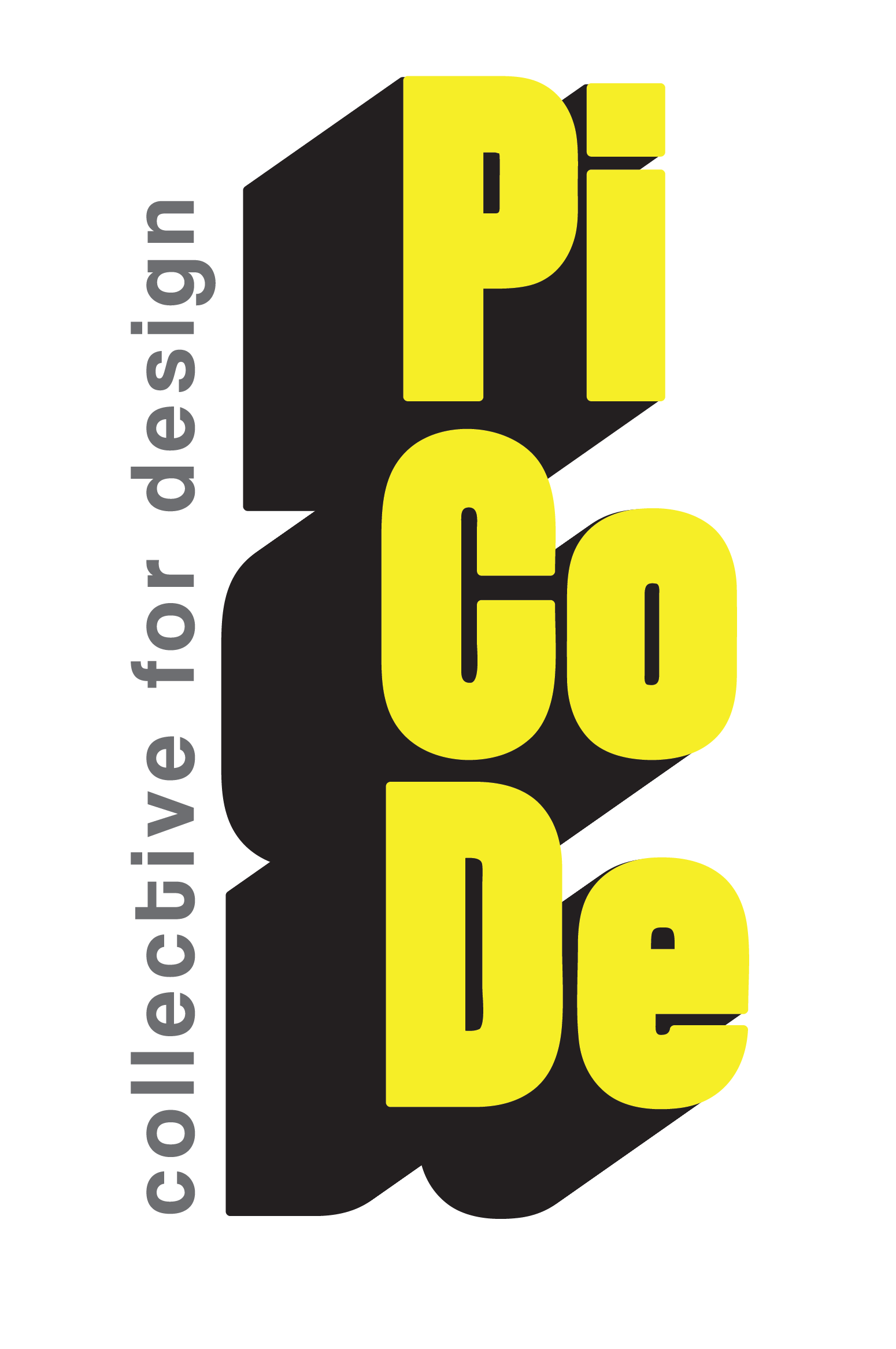 Logo projektu PiCoDe - duże żółte litery Pi Co De