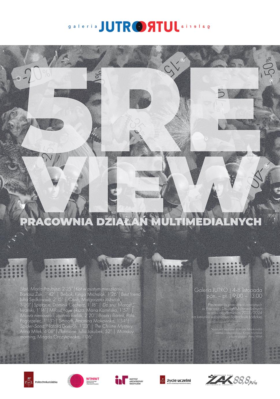 Plakat pokazu małych form filmowych "5 REVIEW"